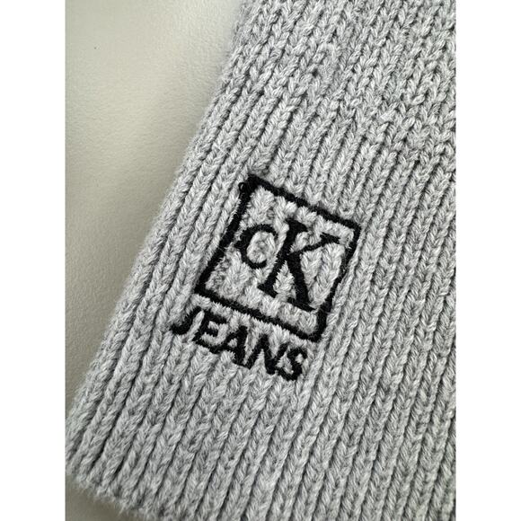 Vintage Y2K Calvin Klein Zip Up Sweater Mens M Gray 100% Cotton Mock Neck Ribbed - Picture 2 of 15